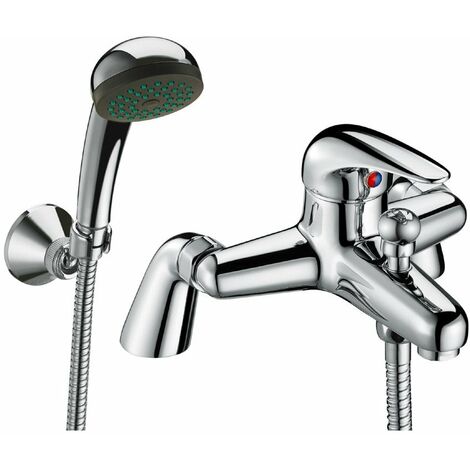 Chrome Lever Bath Shower Mixer Tap + Single Mode Head and Fixed Wall ...
