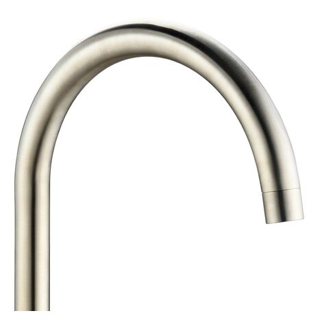 Modern Mono Kitchen Sink Mixer Tap Brushed Nickel Twin Lever Swivel Spout +Flexi