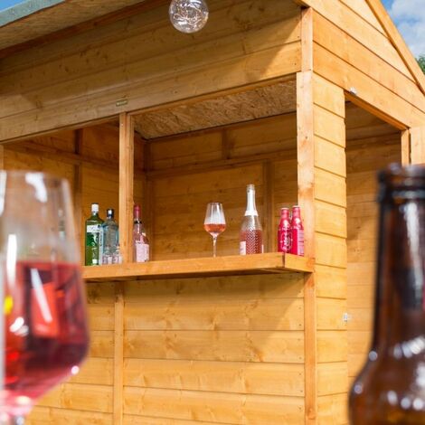 Rowlinson Wooden Garden Bar Summer Party Outside Home Bar Storage Shed
