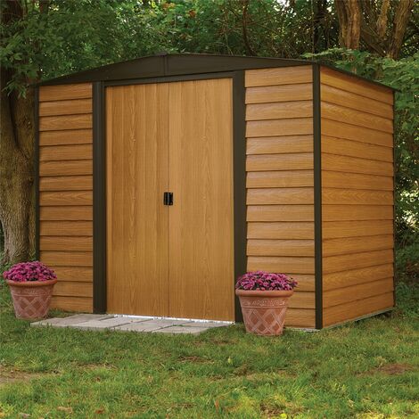 Rowlinson Woodvale 8x6 Metal Shed Garden Storage Unit Cabinet Lockable Apex