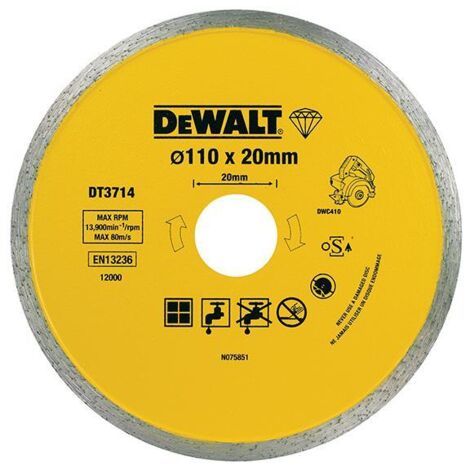 Dewalt DT3714 Diamond Tile Blade 110 x 20mm 1.6mm Ceramic Cutting DT3714-QZ