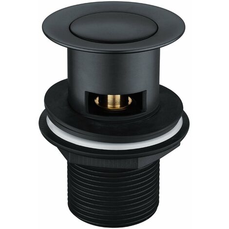 Matt Black Pop Up Basin Waste Slotted Bathroom Sink Push Button Click Clack Plug