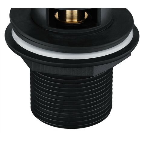 Matt Black Pop Up Basin Waste Slotted Bathroom Sink Push Button Click Clack Plug