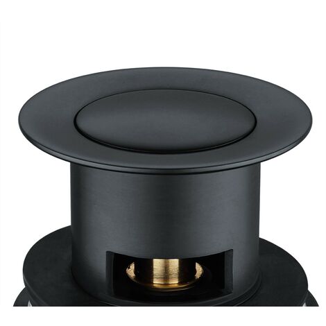 Matt Black Pop Up Basin Waste Slotted Bathroom Sink Push Button Click Clack Plug