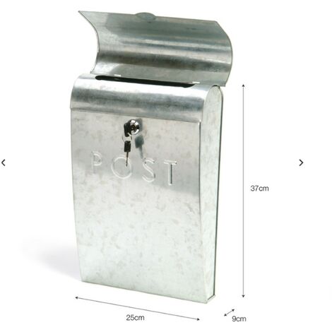 Garden Trading Silver Galvanised Letter Post Mail Box With Lock Wall Mounted