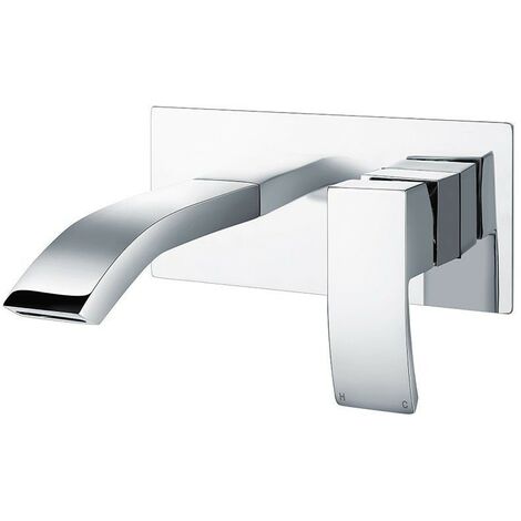 SC Series Wall Mounted Basin Mixer Tap Chrome Square Waterfall Spout Lever