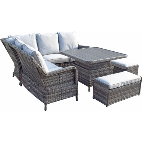 Signature Weave Mia Wicker Corner Sofa Lifting Dining Table Benches Set ...