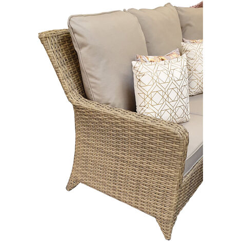 Signature Weave Sarah Wicker Corner Sofa Dining Table Benches Set Natural