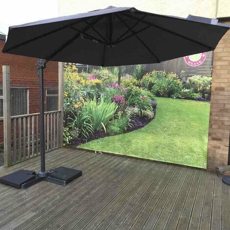 Signature Weave 3m Round Roma Cantilever Parasol Sun Shade Umbrella Grey Canopy (1/2)