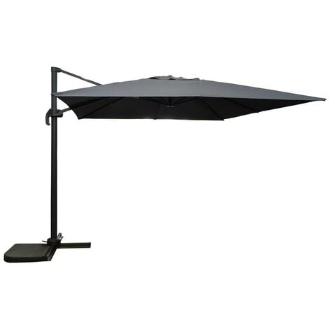 Signature Weave 3 x 3m Square Cantilever Parasol Sun Shade Umbrella Grey Canopy
