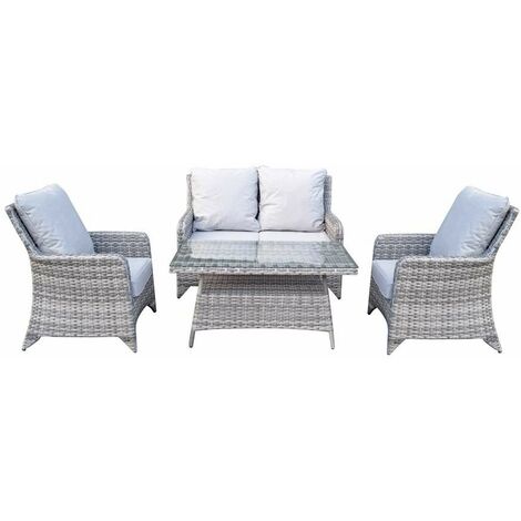 Signature Weave Sarah Wicker 4 Seater Sofa Arm Chair Coffee Table Set Natural (1/2)