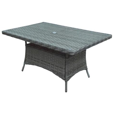 Signature Weave Victoria Wicker 6 Seater Rectangular Dining Table Grey 150x100cm (1/5)