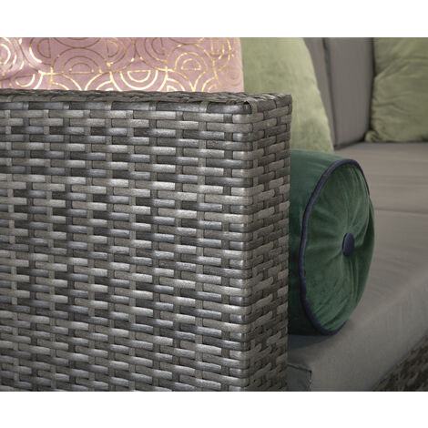 Signature Weave Evie Wicker Modular Corner Sofa Chair Coffee Table Set Grey