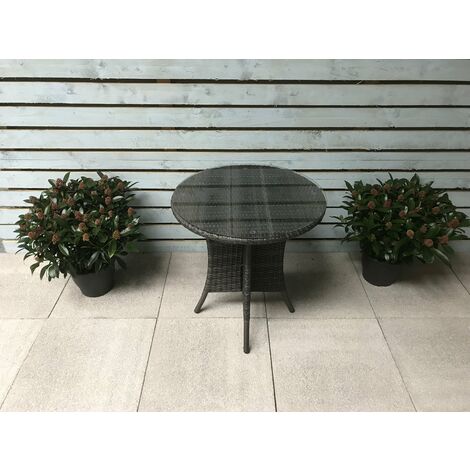 Signature Weave Emily Wicker 2 Seater Bistro Table Outdoor Garden Dining Grey (1/5)
