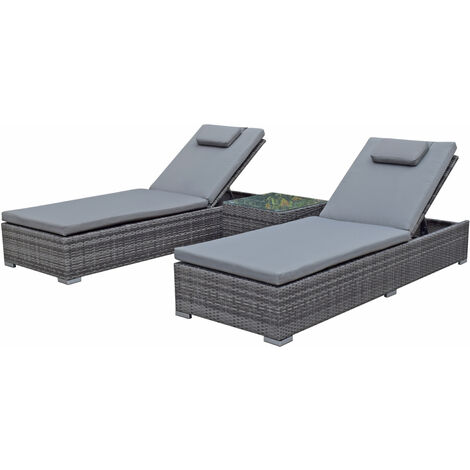 Signature Weave Jessica Wicker x Sun Lounger Chair Side Drinks