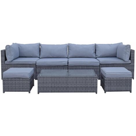 Signature Weave Chelsea Wicker Modular Corner Sofa Chair Coffee Table Set Grey (1/5)