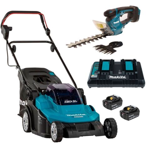 Makita DLM432PT2 Twin 18v / 36v LXT Cordless 43cm Lawn Mower + Hedge Trimmer 5AH (1/5)