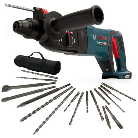 Bosch GBH18V-26D 18v SDS Plus Brushless Rotary Hammer Drill Bare + 17PC ...