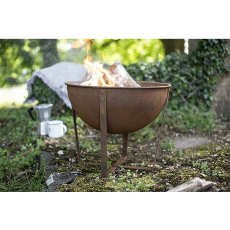 La Hacienda 58564 Oxidised Tamba Small Fire Pit Basket Bowl Outdoor Heater