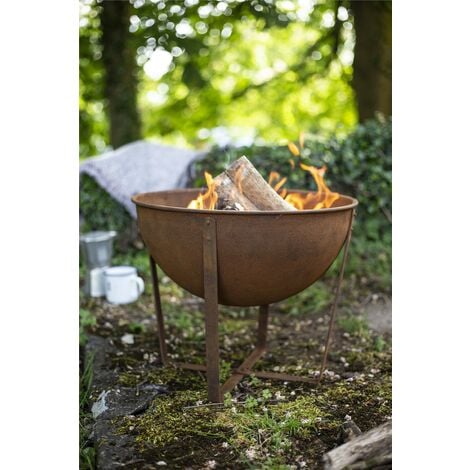 La Hacienda 58564 Oxidised Tamba Small Fire Pit Basket Bowl Outdoor Heater