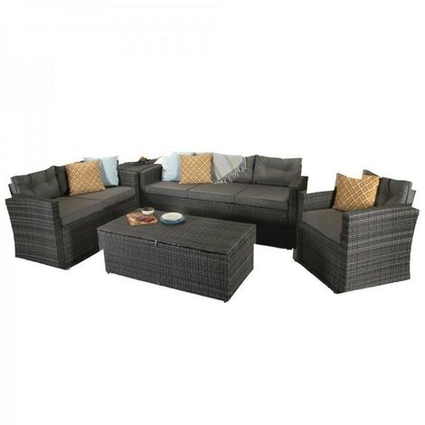 Signature Weave Holly Wicker 5 Piece 6 Seater Sofa Storage Coffee Table ...