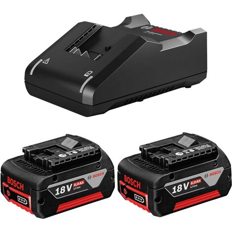 2xBosch 18v 6.0Ah Batteries Li-ion Cordless 6ah Coolpack & GAL18V40 Fast Charger (1/4)