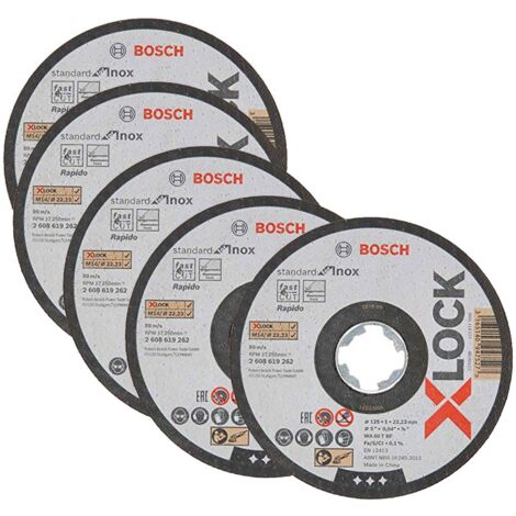 Bosch PRO 125mm 1mm X-LOCK Thin Grinder Inox Discs Inox 5.5"" X 5 (1/5)