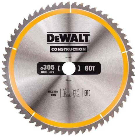 DeWALT DT1960-QZ Construction Circ Saw Blade 305x30mm 60T