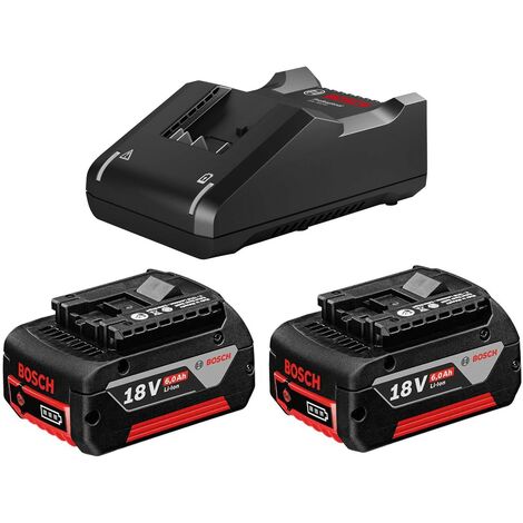Bosch GBA18806SET 18v Starter Set 2 x 6.0ah Lithium Batteries + GAL18V40 Charger (1/3)