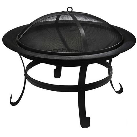 La Hacienda 58115 Boston Fire Pit Basket Bowl Black Steel Outdoor Heater Mesh