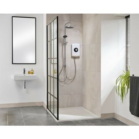Triton Amore DuElec White 9.5kW Electric Shower LCD Display Dual Rainshower Head