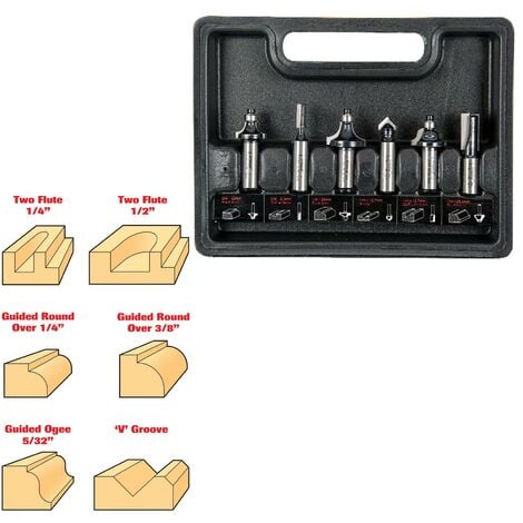 Trend 6 Piece 1/2 Inch Shank Router Bit Set SET/SS11X1/2TC Cased ...