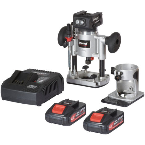 Trend T18S/R14K2 18v Cordless Brushless Router Trimmer + Plunge Base ...