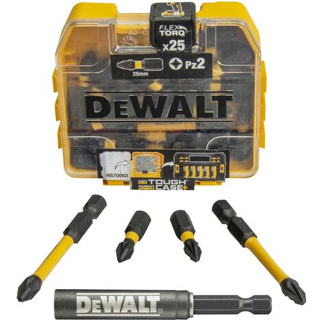 Dewalt x25 Impact Flex Torq Torsion Screwdriver Pozi Bits + Magnetic Bit Holder (1/4)