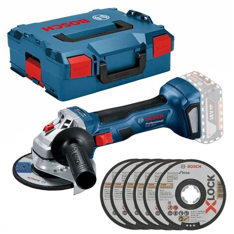 Bosch GWX 18V-7 X-LOCK 18v 115mm Brushless Angle Grinder Bare LBOXX + 6 Discs (1/4)