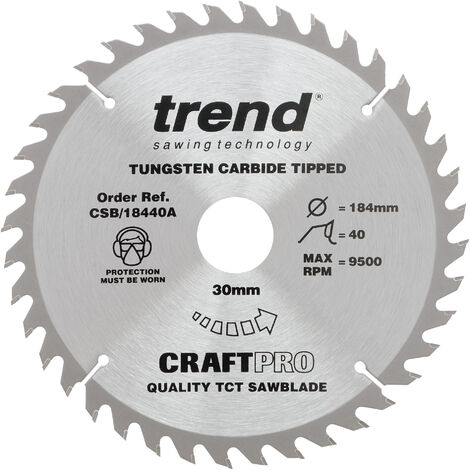 Trend CSB/18440A TCT Craft Saw Blade 184mm X 40 Teeth X 30mm Hitachi C7ST C7SB2 (1/3)