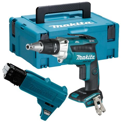 Makita DFS250ZJ 18v Brushless Collated Autofeed Drywall Screwdriver + Attachment