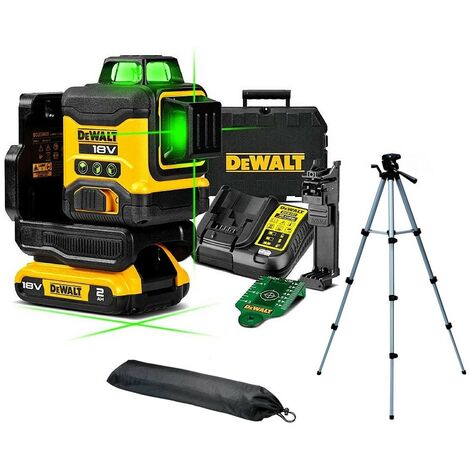 DeWalt DCLE34031D1 18V XR Compact Green Laser 3 x 360 Degree 2.0Ah + Tripod +Bag