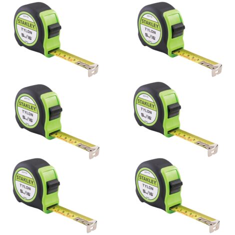 X6 Stanley Hi-Vis 5m 16ft Tylon Tape Measure Green STA130696NHV STA130602HG