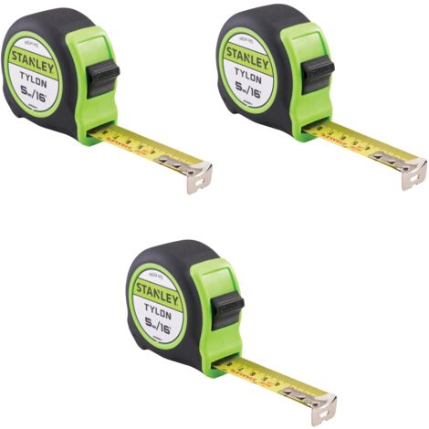 X3 Stanley Hi-Vis 5m 16ft Tylon Tape Measure Green STA130696NHV STA130602HG (1/3)