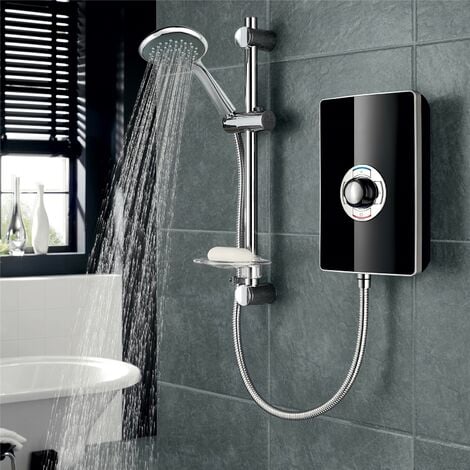 Triton Aspirante 9.5KW Gloss Black Electric Shower - Inc Head + Riser ...