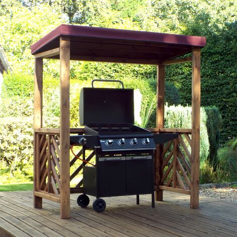 Charles Taylor Wooden Dorchester Garden BBQ Arbour Shelter Red Roof Cover