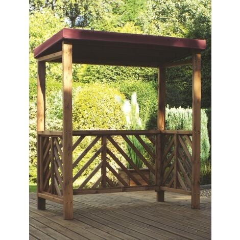 Charles Taylor Wooden Dorchester Garden BBQ Arbour Shelter Red Roof Cover