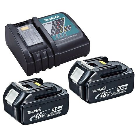 2 x Genuine Makita 18V 5.0Ah LXT Lithium Battery BL1850 + DC18RC Fast Charger (1/4)