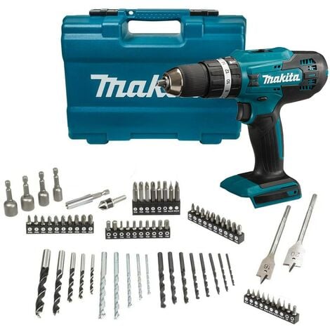 Makita HP488DZ 18v Lithium Combi Hammer Drill Bare Tool - 74 Screwdriver Bit Set
