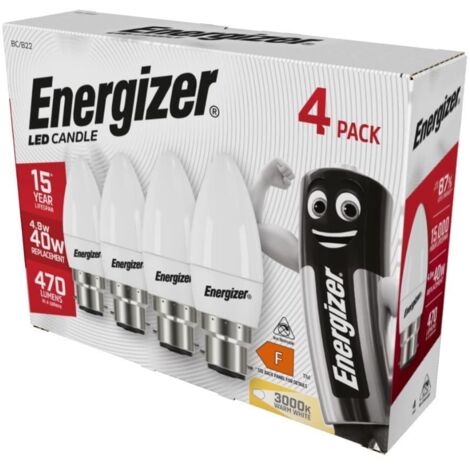 Energizer LED Candle Bulb, BC (B22), Warm White 470 lm (1/2)