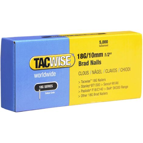 Tacwise 0392 18G 10mm Brad Nails Galvanised 5000 Pack - Z4 Z5 140EL 53-13EL