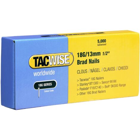 Tacwise 0393 18G 13mm Brad Nails Galvanised 5000 Pack - Z4 Z5 140EL 53-13EL