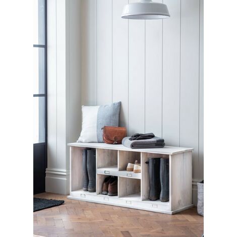 Garden Trading Chedworth Welly Locker Shoe Storage Unit White Wooden Spruce