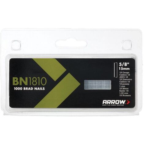 Arrow ABN1810 BN1810 Brad Nails 15mm (Pack 1000) ARRBN1810 (1/3)